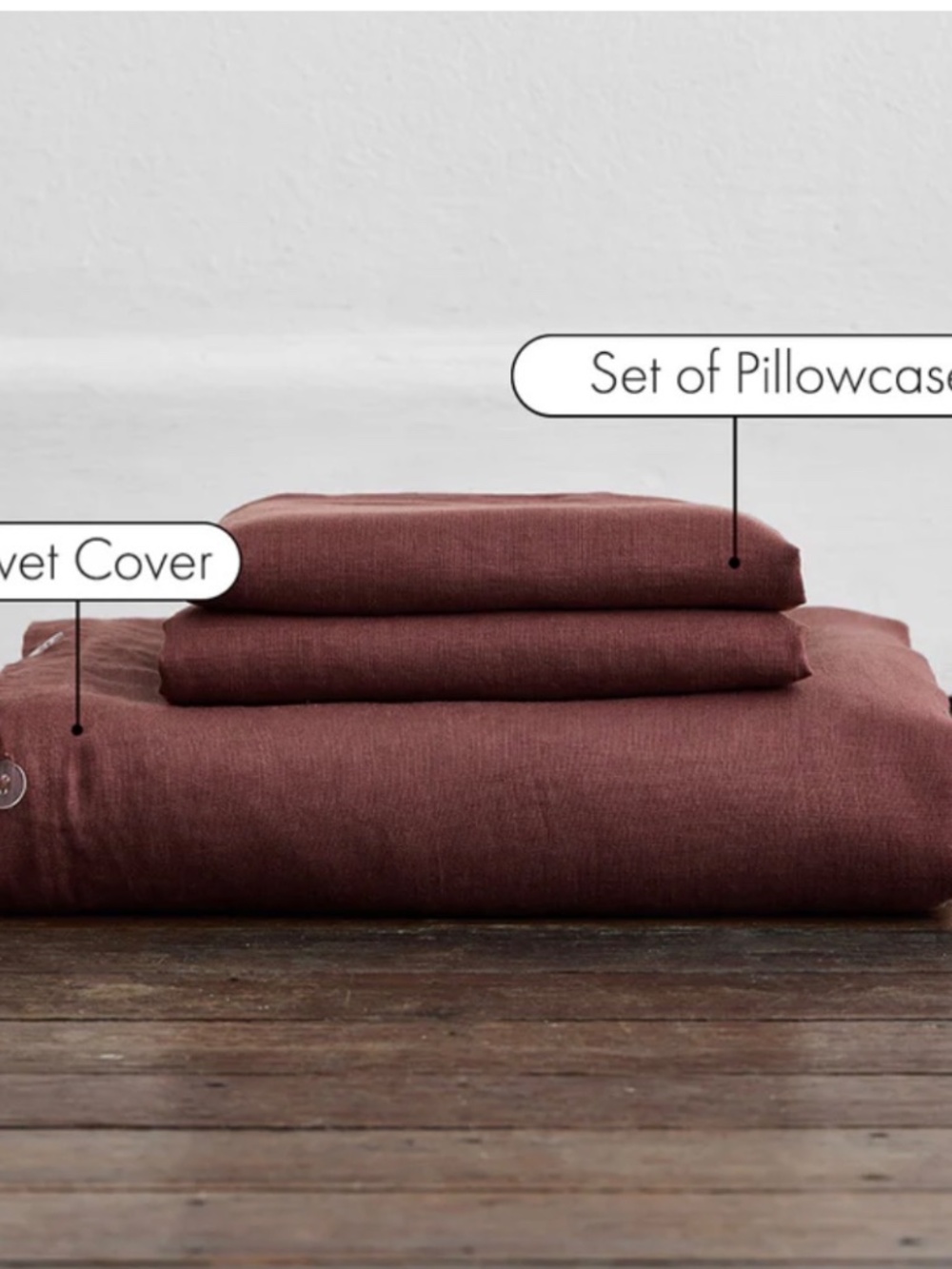 NWT Bed Threads 100% Flax Linen Cacao KING / CALI KING DUVET and PILLOWCASES